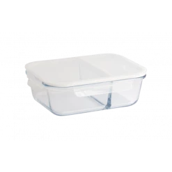 Grosses soldes ✔️ Boîte de Conservation en Verre avec Compartiments Rectangle 1450 ml Pebbly 😍