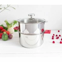 De gros 😀 Casserole et Cuit Vapeur Inox Ø 24 cm Anses Mutine Framboise Biome Cristel ⌛