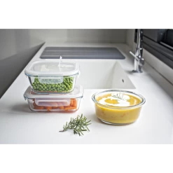 Meilleur prix 🤩 Lot 3 Boîtes de Conservation en Verre Pebbly ❤️ -Emile Henry Magasin lot 3 boites de conservation en verre pebbly 1