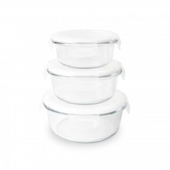 Offres ⭐ Lot 3 Boîtes de Conservation en Verre Rond Pebbly 🤩
