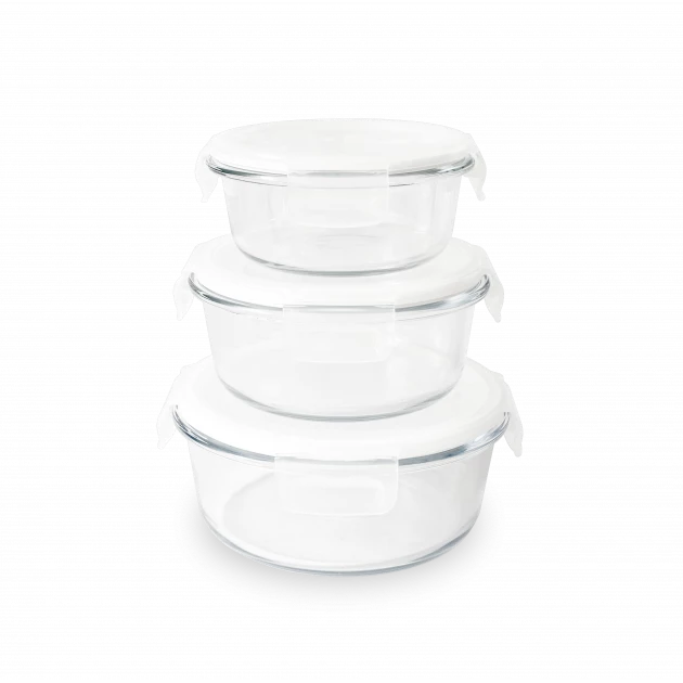 Offres ⭐ Lot 3 Boîtes de Conservation en Verre Rond Pebbly 🤩 3 Offres ⭐ Lot 3 Boîtes de Conservation en Verre Rond Pebbly 🤩